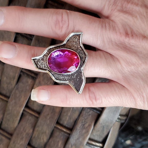 New Unique Bi-Color Tourmaline 925 Silver Ring. - Picture 3 of 16